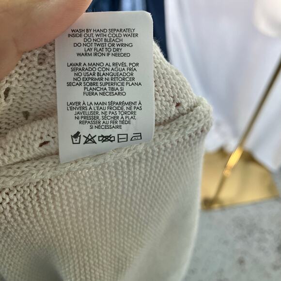 Cabi Ivory Knit Sleeveless Tank Sweater Tunic Open Stitch Cotton Viscose Luxury - Picture 8 of 14